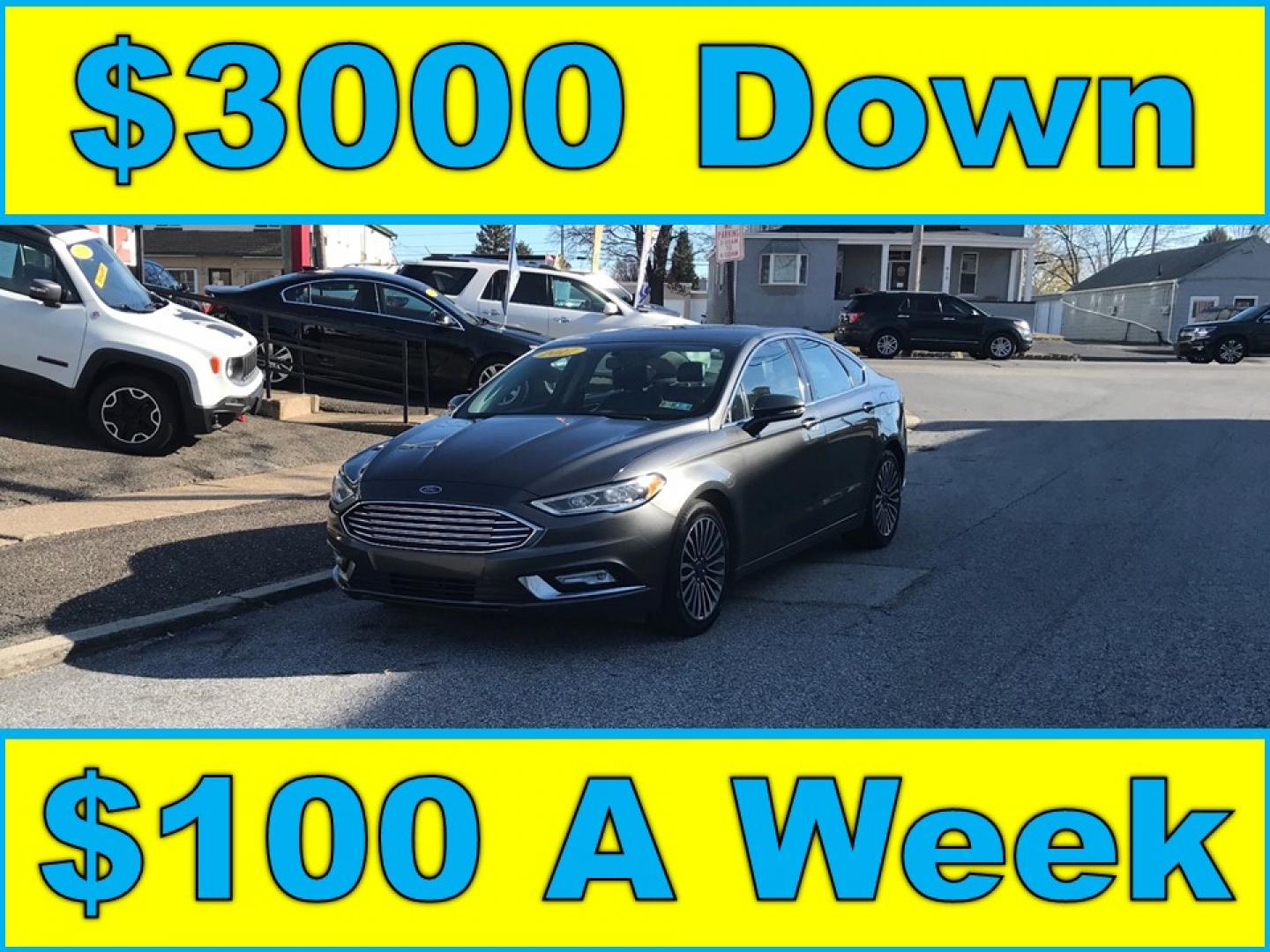 2017 Gray /Black Ford Fusion SE (3FA6P0H96HR) with an 2.0L L4 DOHC 16V engine, 6A transmission, located at 577 Chester Pike, Prospect Park, PA, 19076, (610) 237-1015, 39.886154, -75.302338 - Photo#0