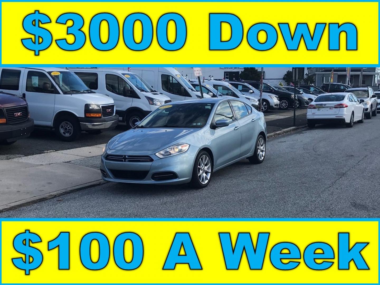 2013 Blue /Gray Dodge Dart SXT (1C3CDFBA6DD) with an 2.0L L4 DOHC 16V TURBO engine, Automatic transmission, located at 577 Chester Pike, Prospect Park, PA, 19076, (610) 237-1015, 39.886154, -75.302338 - 2013 Dodge Dart SXT: Only 73k miles, new PA inspection, great on gas, SUPER CLEAN, runs LIKE NEW! This vehicle comes inspected and has been given a bumper to bumper safety check. It is very clean, reliable, and well maintained. We offer a unique pay plan that is known for being the easiest and fa - Photo#0