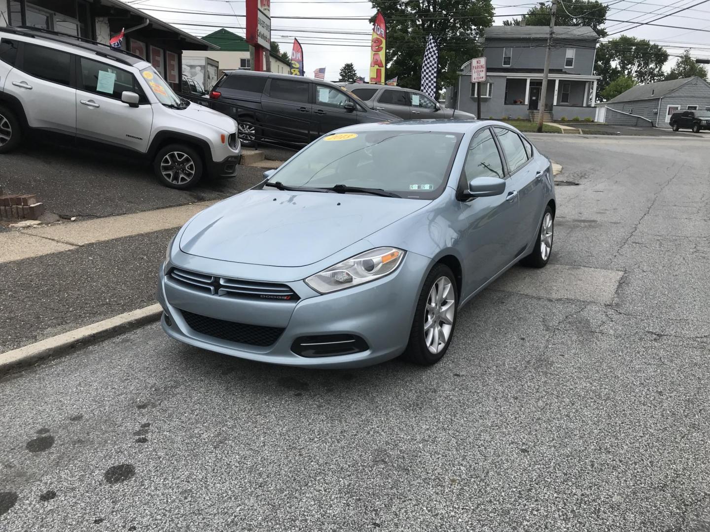 2013 Blue /Gray Dodge Dart SXT (1C3CDFBA6DD) with an 2.0L L4 DOHC 16V TURBO engine, Automatic transmission, located at 577 Chester Pike, Prospect Park, PA, 19076, (610) 237-1015, 39.886154, -75.302338- Photo#2
