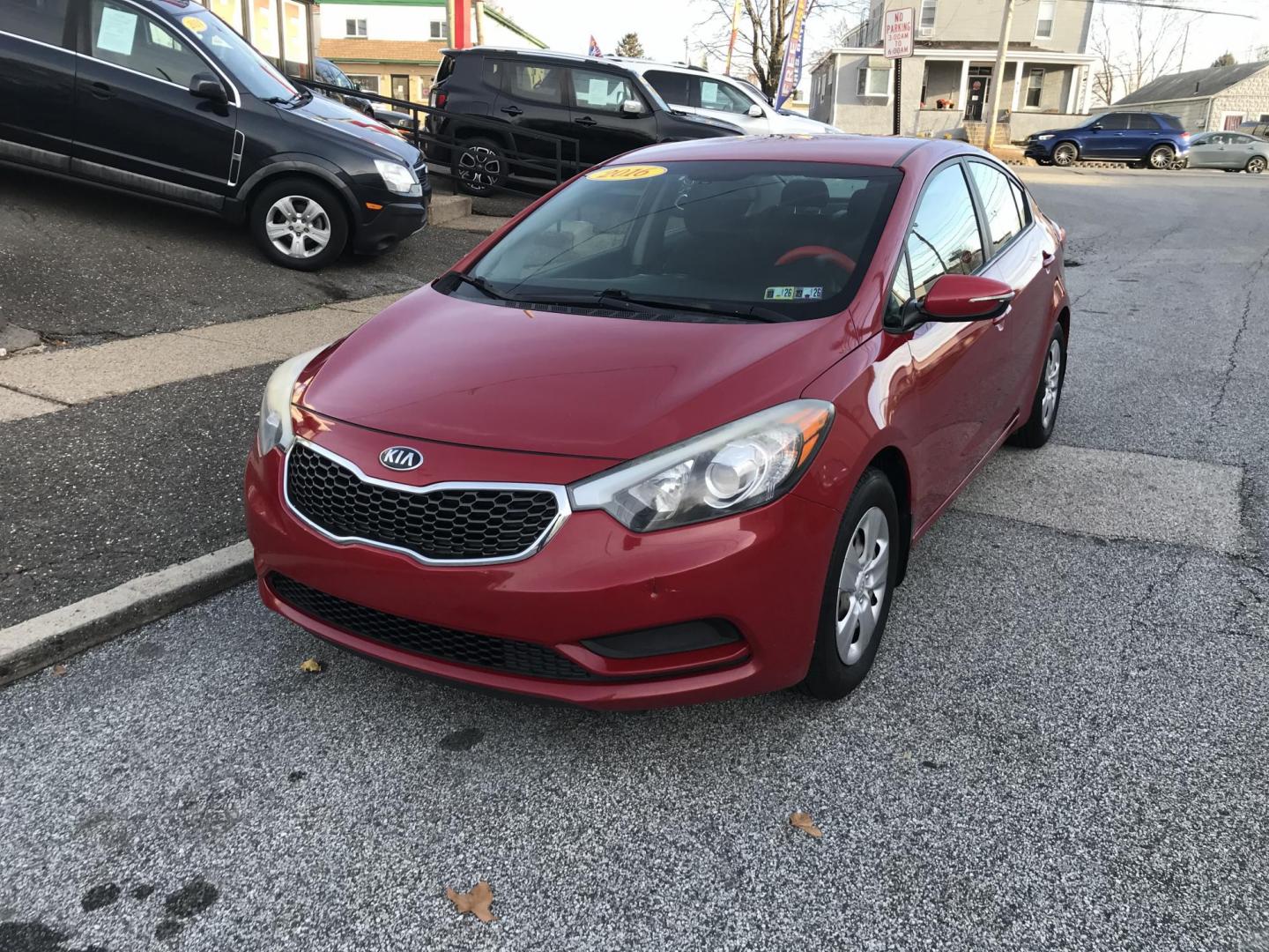 2016 Red /Gray Kia Forte EX (KNAFX4A64G5) with an 1.8L L4 DOHC 16V engine, 6-Speed Automatic transmission, located at 577 Chester Pike, Prospect Park, PA, 19076, (610) 237-1015, 39.886154, -75.302338 - Photo#2