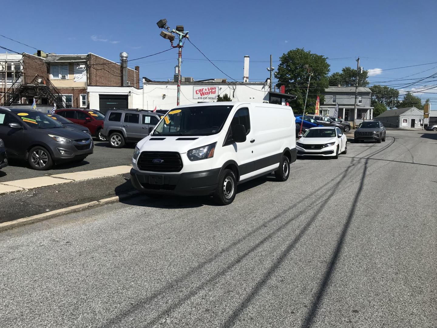 2017 White /Gray Ford Transit 250 Van Low Roof w/Sliding Pass. 130-in. WB (1FTYR1YM0HK) with an 3.7L V6 DOHC 24V engine, 6A transmission, located at 577 Chester Pike, Prospect Park, PA, 19076, (610) 237-1015, 39.886154, -75.302338 - 2017 Ford Transit 250 Low Roof: Only 128k miles, shelving, backup camera, new PA inspection, FLEET MAINTAINED, runs LIKE NEW! This vehicle comes inspected and has been given a bumper to bumper safety check. It is very clean, reliable, and well maintained. We offer a unique pay plan that is known - Photo#1