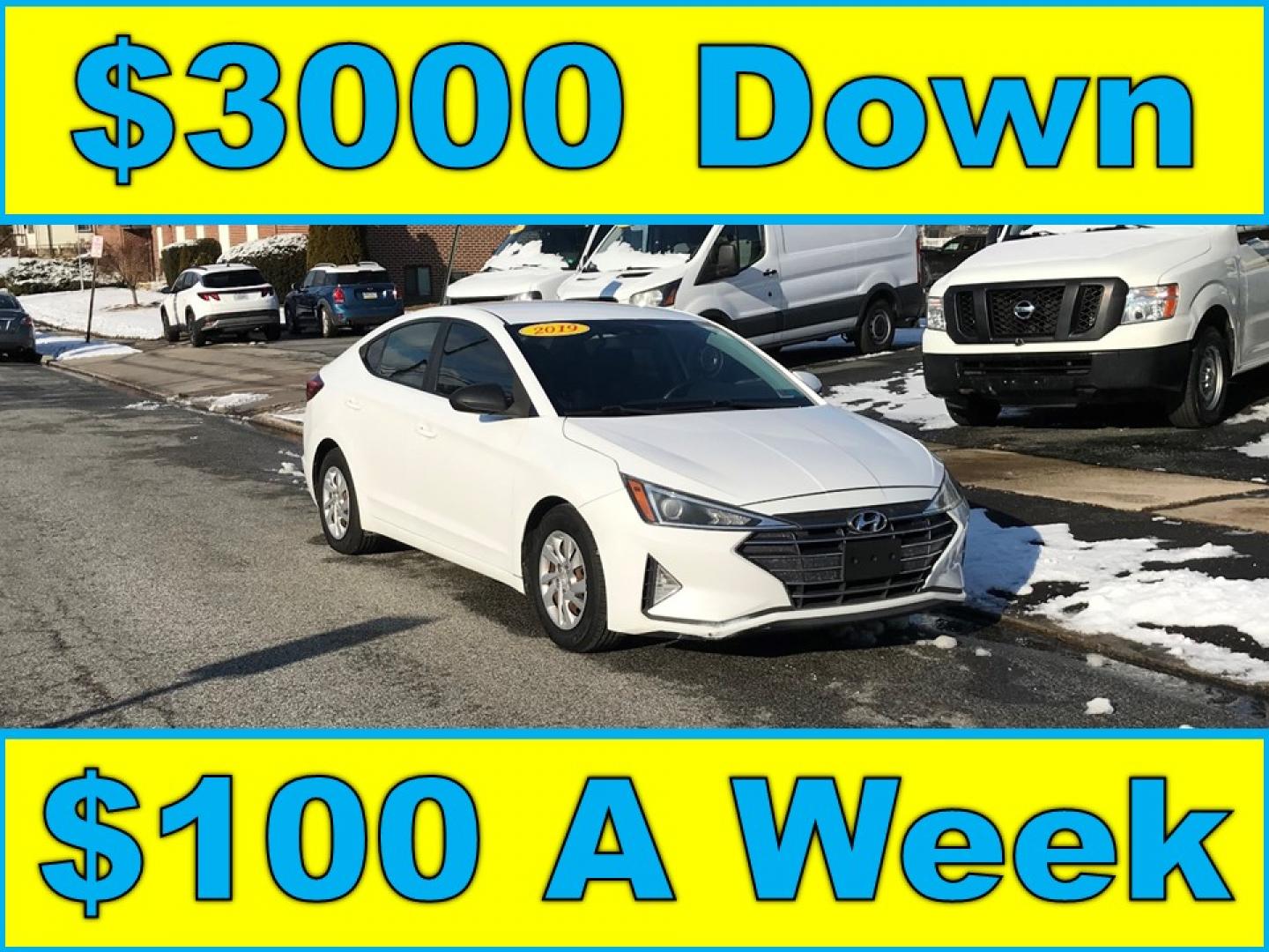 2019 White /Gray Hyundai Elantra SE 6AT (5NPD74LF8KH) with an 1.8L L4 DOHC 16V engine, 6A transmission, located at 577 Chester Pike, Prospect Park, PA, 19076, (610) 237-1015, 39.886154, -75.302338 - Photo#0