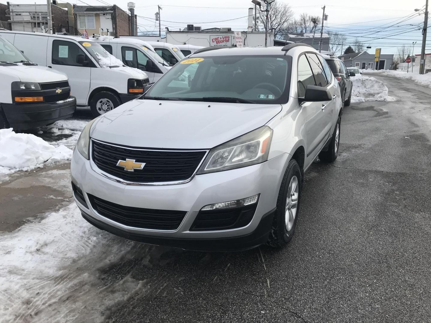 2014 Silver /Gray Chevrolet Traverse LS AWD w/PDC (1GNKVFED5EJ) with an 3.6L V6 DOHC 24V engine, 6-Speed Automatic transmission, located at 577 Chester Pike, Prospect Park, PA, 19076, (610) 237-1015, 39.886154, -75.302338 - 2014 Chevy Traverse: 3rd row seating, AWD, backup camera, new PA inspection, SUPER CLEAN, runs LIKE NEW! This vehicle comes inspected and has been given a bumper to bumper safety check. It is very clean, reliable, and well maintained. We offer a unique pay plan that is known for being the easiest - Photo#2