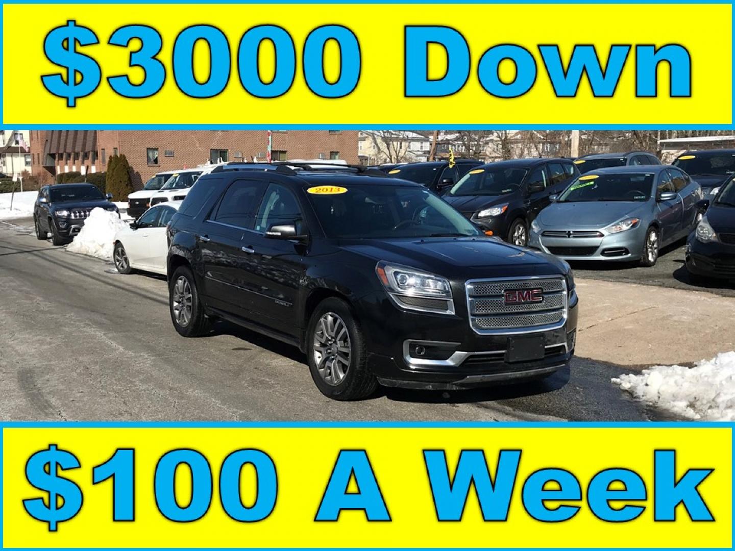 2013 Black /Black GMC Acadia Denali AWD (1GKKVTKD4DJ) with an 3.6L V6 DOHC 24V engine, 6-Speed Automatic transmission, located at 577 Chester Pike, Prospect Park, PA, 19076, (610) 237-1015, 39.886154, -75.302338 - 2013 GMC Acadia Denali AWD: 3rd row seating, backup camera, AWD, 2 sunroofs, new inspection, SUPER CLEAN, runs LIKE NEW! This vehicle comes inspected and has been given a bumper to bumper safety check. It is very clean, reliable, and well maintained. We offer a unique pay plan that is known for b - Photo#0