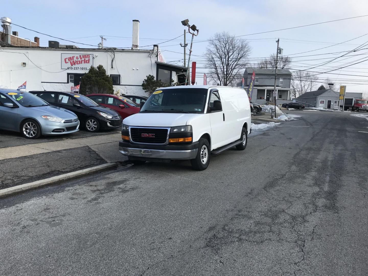 2015 White GMC Savana G2500 Cargo (1GTW7FCF8F1) with an 4.8L V8 FFV engine, 6-Speed Automatic transmission, located at 577 Chester Pike, Prospect Park, PA, 19076, (610) 237-1015, 39.886154, -75.302338 - 2015 GMC Savana 2500 Cargo Van: Has multiple pieces of shelving, partition, cages over windows, power locks and windows, new PA inspection, FLEET MAINTAINED! This vehicle comes inspected and has been given a bumper to bumper safety check. It is very clean, reliable, and well maintained. We offer - Photo#1