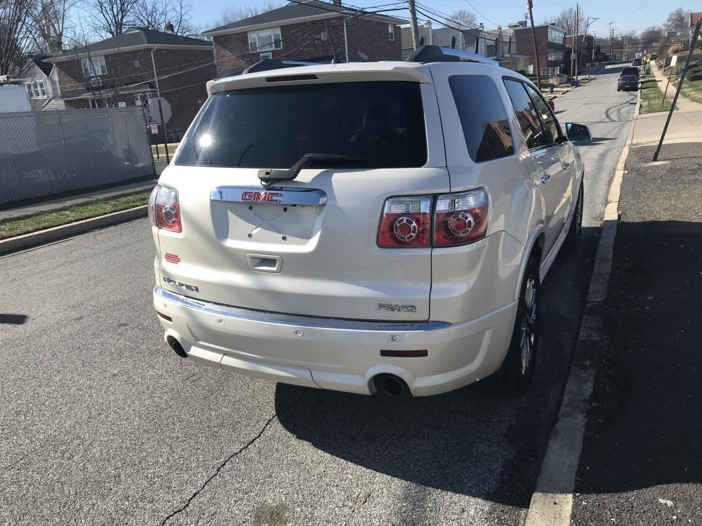 2012 White /Black GMC Acadia Denali AWD (1GKKVTED8CJ) with an 3.6L V6 DOHC 24V engine, 6-Speed Automatic transmission, located at 577 Chester Pike, Prospect Park, PA, 19076, (610) 237-1015, 39.886154, -75.302338 - 2012 GMC Acadia Denali: AWD, 3rd row seating, sunroofs, DVD player, navigation system, SUPER CLEAN, runs LIKE NEW! This vehicle comes inspected and has been given a bumper to bumper safety check. It is very clean, reliable, and well maintained. We offer a unique pay plan that is known for being t - Photo#4