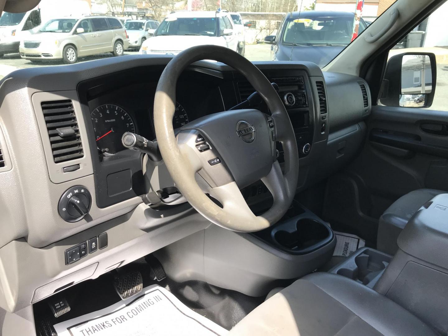2016 White /Gray Nissan NV Cargo 2500 HD S V6 High Roof (1N6BF0LY5GN) with an 4.0L V6 engine, 5A transmission, located at 577 Chester Pike, Prospect Park, PA, 19076, (610) 237-1015, 39.886154, -75.302338 - 2016 Nissan NV 2500 High Roof: Only 123k miles, ladder racks, shelving, partition, new PA inspection, FLEET MAINTAINED! This vehicle comes inspected and has been given a bumper to bumper safety check. It is very clean, reliable, and well maintained. We offer a unique pay plan that is known for be - Photo#11