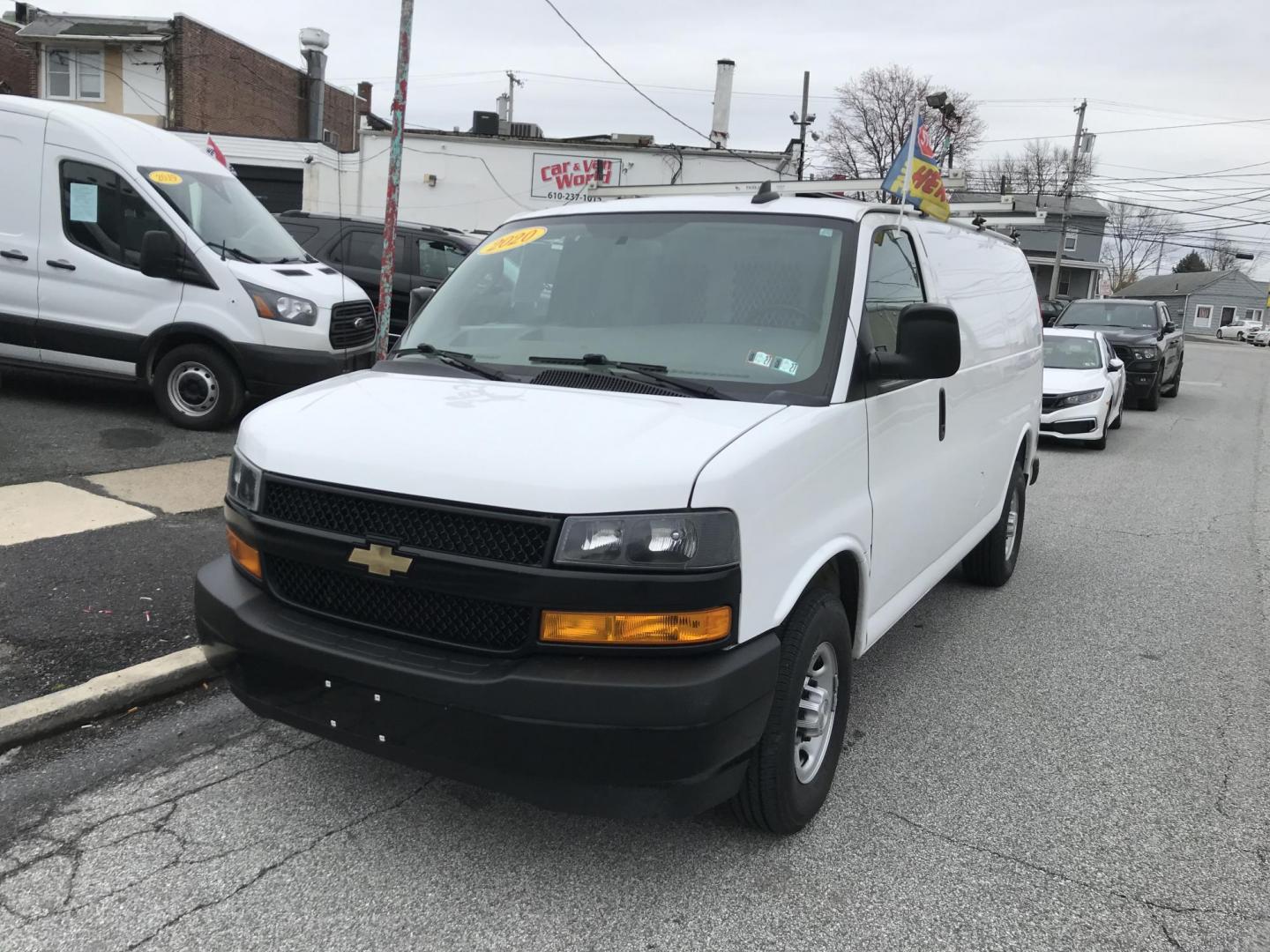 2020 White /Gray Chevrolet Express 2500 Cargo (1GCWGAFP4L1) with an 4.3L V6 engine, 6A transmission, located at 577 Chester Pike, Prospect Park, PA, 19076, (610) 237-1015, 39.886154, -75.302338 - 2020 Chevy Express 2500: Ladder racks, shelving, partition, no side or rear windows, new PA inspection, FLEET MAINTAINED! This vehicle comes inspected and has been given a bumper to bumper safety check. It is very clean, reliable, and well maintained. We offer a unique pay plan that is known for - Photo#2