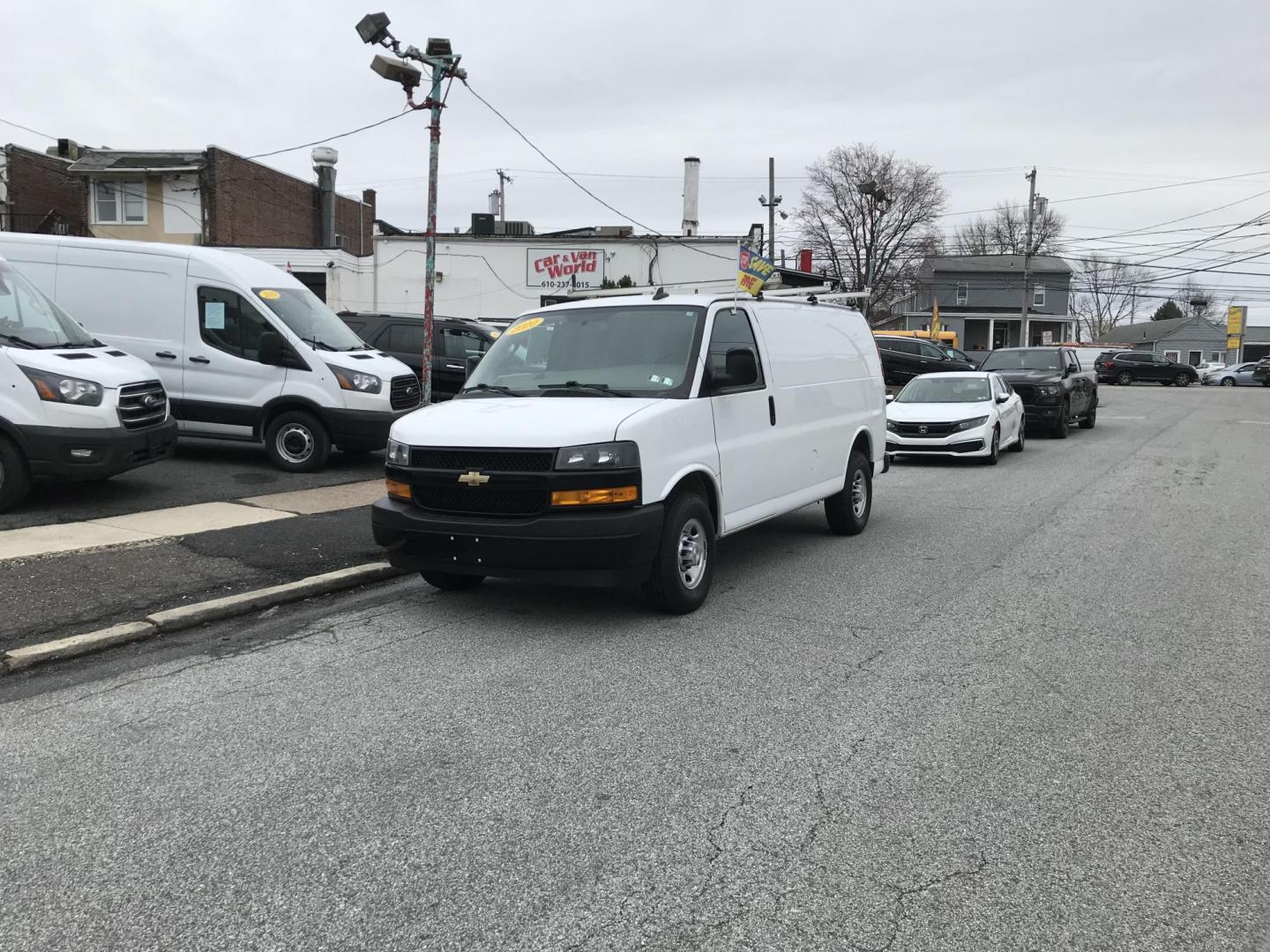 2020 White /Gray Chevrolet Express 2500 Cargo (1GCWGAFP4L1) with an 4.3L V6 engine, 6A transmission, located at 577 Chester Pike, Prospect Park, PA, 19076, (610) 237-1015, 39.886154, -75.302338 - 2020 Chevy Express 2500: Ladder racks, shelving, partition, no side or rear windows, new PA inspection, FLEET MAINTAINED! This vehicle comes inspected and has been given a bumper to bumper safety check. It is very clean, reliable, and well maintained. We offer a unique pay plan that is known for - Photo#1