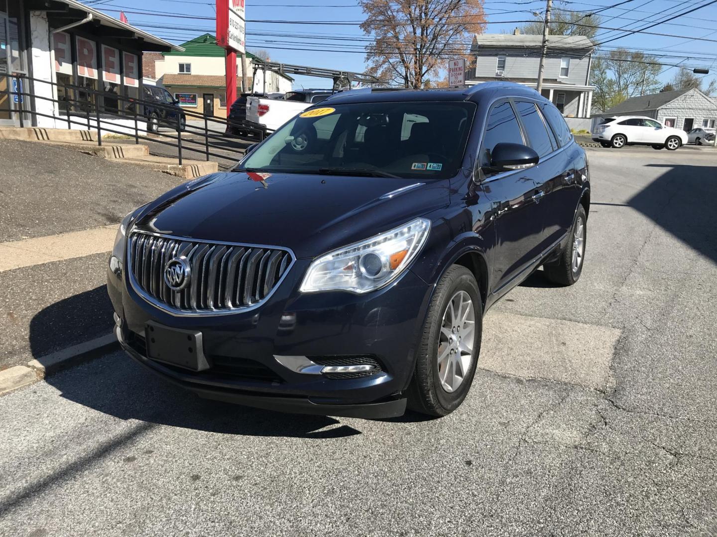 2017 Blue /Black Buick Enclave Leather AWD (5GAKVBKD4HJ) with an 3.6L V6 DOHC 24V engine, 6A transmission, located at 577 Chester Pike, Prospect Park, PA, 19076, (610) 237-1015, 39.886154, -75.302338 - Photo#2