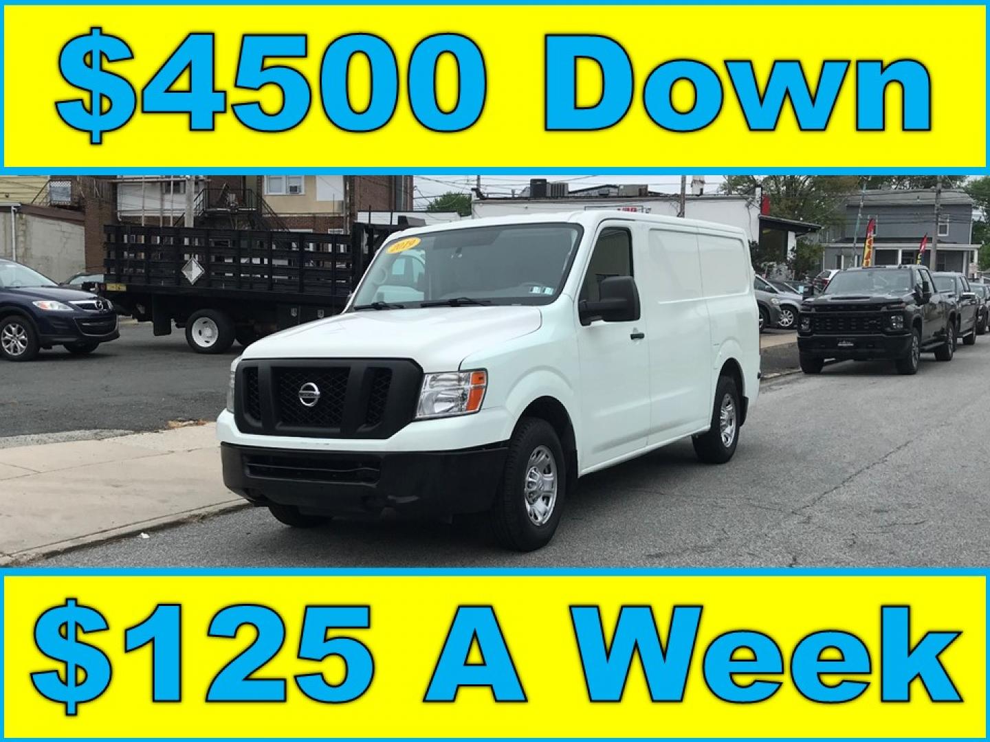 2019 White /Gray Nissan NV Cargo 1500 SV (1N6BF0KM6KN) with an 4.0L V6 engine, 5A transmission, located at 577 Chester Pike, Prospect Park, PA, 19076, (610) 237-1015, 39.886154, -75.302338- Photo#0