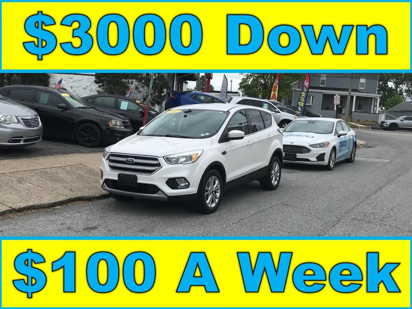 2017 White /Gray Ford Escape SE 4WD (1FMCU9GD6HU) with an 1.5L L4 DOHC 16V engine, 6A transmission, located at 577 Chester Pike, Prospect Park, PA, 19076, (610) 237-1015, 39.886154, -75.302338 - 2017 Ford Escape SE: 4x4, backup camera, new PA inspection, great on gas, SUPER CLEAN, runs LIKE NEW! This vehicle comes inspected and has been given a bumper to bumper safety check. It is very clean, reliable, and well maintained. We offer a unique pay plan that is known for being the easiest an - Photo#0