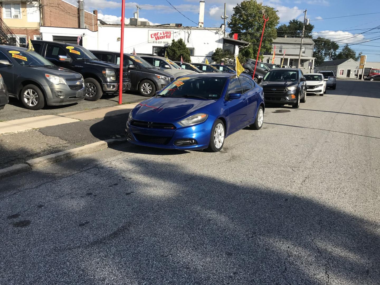 2013 Blue /Gray Dodge Dart SXT (1C3CDFBA2DD) with an 2.0L L4 DOHC 16V TURBO engine, Automatic transmission, located at 577 Chester Pike, Prospect Park, PA, 19076, (610) 237-1015, 39.886154, -75.302338 - 2013 Dodge Dart SXT: Great on gas, new PA inspection, SUPER CLEAN, runs LIKE NEW! This vehicle comes inspected and has been given a bumper to bumper safety check. It is very clean, reliable, and well maintained. We offer a unique pay plan that is known for being the easiest and fastest financing- Photo#1
