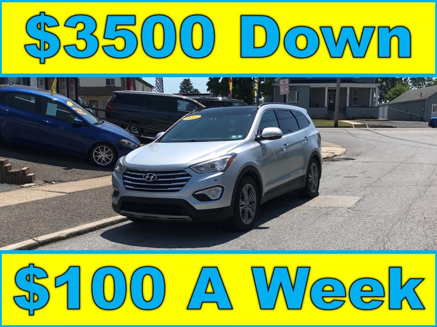 2013 Silver /Gray Hyundai Santa Fe Limited FWD (KM8SR4HF8DU) with an 3.3L V6 DOHC 24V engine, 6-Speed Automatic transmission, located at 577 Chester Pike, Prospect Park, PA, 19076, (610) 237-1015, 39.886154, -75.302338 - 2013 Hyundai Santa Fe LIMITED: Only 100k miles, 3rd row seat, sunroof, backup camera, navigation system, new PA inspection, SUPER CLEAN, runs LIKE NEW! This vehicle comes inspected and has been given a bumper to bumper safety check. It is very clean, reliable, and well maintained. We offer a uniq - Photo#0