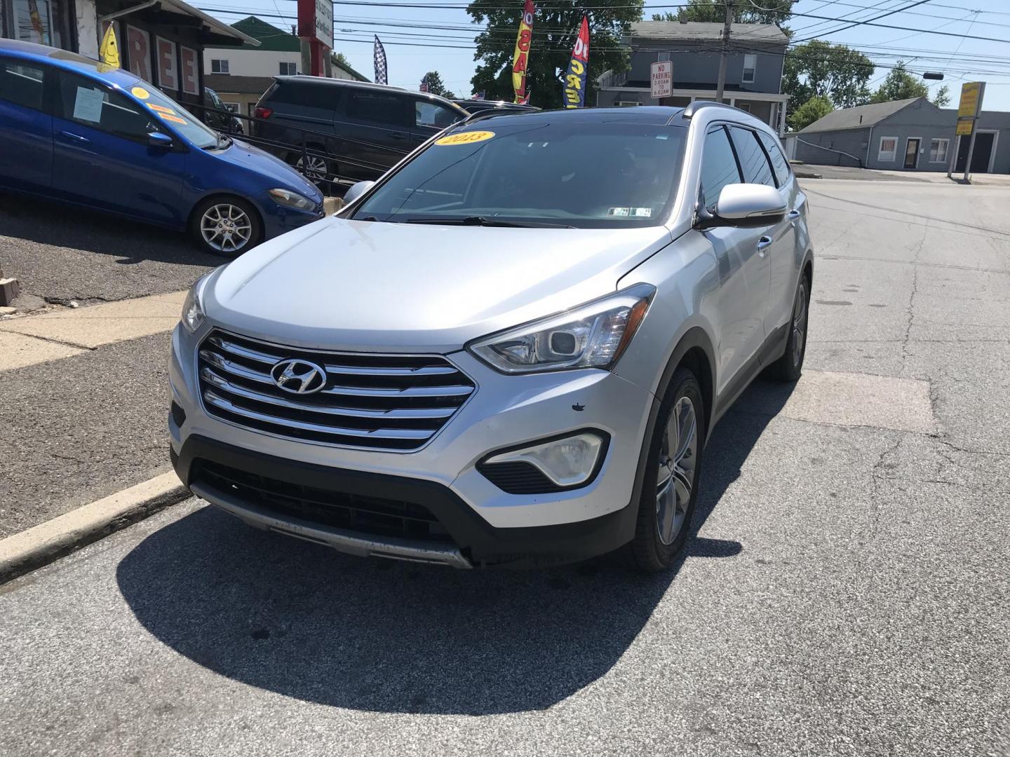 2013 Silver /Gray Hyundai Santa Fe Limited FWD (KM8SR4HF8DU) with an 3.3L V6 DOHC 24V engine, 6-Speed Automatic transmission, located at 577 Chester Pike, Prospect Park, PA, 19076, (610) 237-1015, 39.886154, -75.302338 - 2013 Hyundai Santa Fe LIMITED: Only 100k miles, 3rd row seat, sunroof, backup camera, navigation system, new PA inspection, SUPER CLEAN, runs LIKE NEW! This vehicle comes inspected and has been given a bumper to bumper safety check. It is very clean, reliable, and well maintained. We offer a uniq - Photo#2