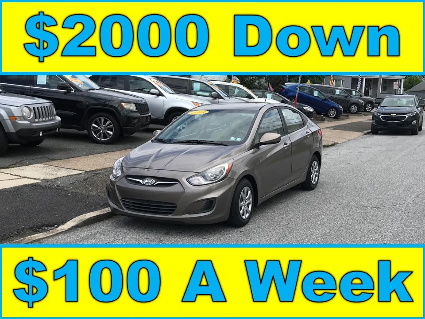 2014 Gold /Tan Hyundai Accent GLS 4-Door (KMHCT4AE6EU) with an 1.6L L4 DOHC 16V engine, Automatic transmission, located at 577 Chester Pike, Prospect Park, PA, 19076, (610) 237-1015, 39.886154, -75.302338 - 2014 Hyundai Accent: Great on gas, new PA inspection, runs EXCELLENT! This vehicle comes inspected and has been given a bumper to bumper safety check. It is very clean, reliable, and well maintained. We offer a unique pay plan that is known for being the easiest and fastest financing option in th - Photo#0