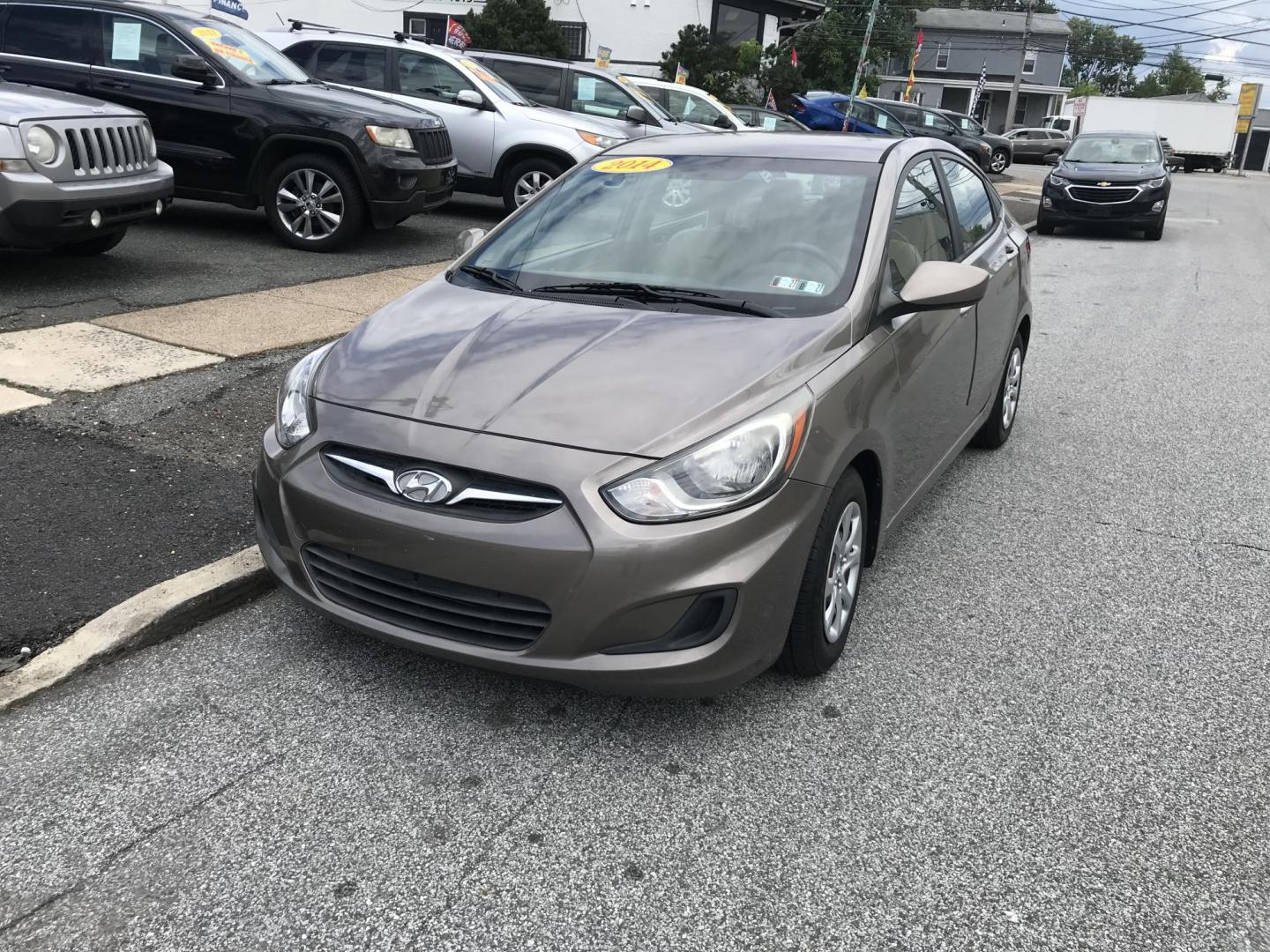 2014 Gold /Tan Hyundai Accent GLS 4-Door (KMHCT4AE6EU) with an 1.6L L4 DOHC 16V engine, Automatic transmission, located at 577 Chester Pike, Prospect Park, PA, 19076, (610) 237-1015, 39.886154, -75.302338 - 2014 Hyundai Accent: Great on gas, new PA inspection, runs EXCELLENT! This vehicle comes inspected and has been given a bumper to bumper safety check. It is very clean, reliable, and well maintained. We offer a unique pay plan that is known for being the easiest and fastest financing option in th - Photo#2