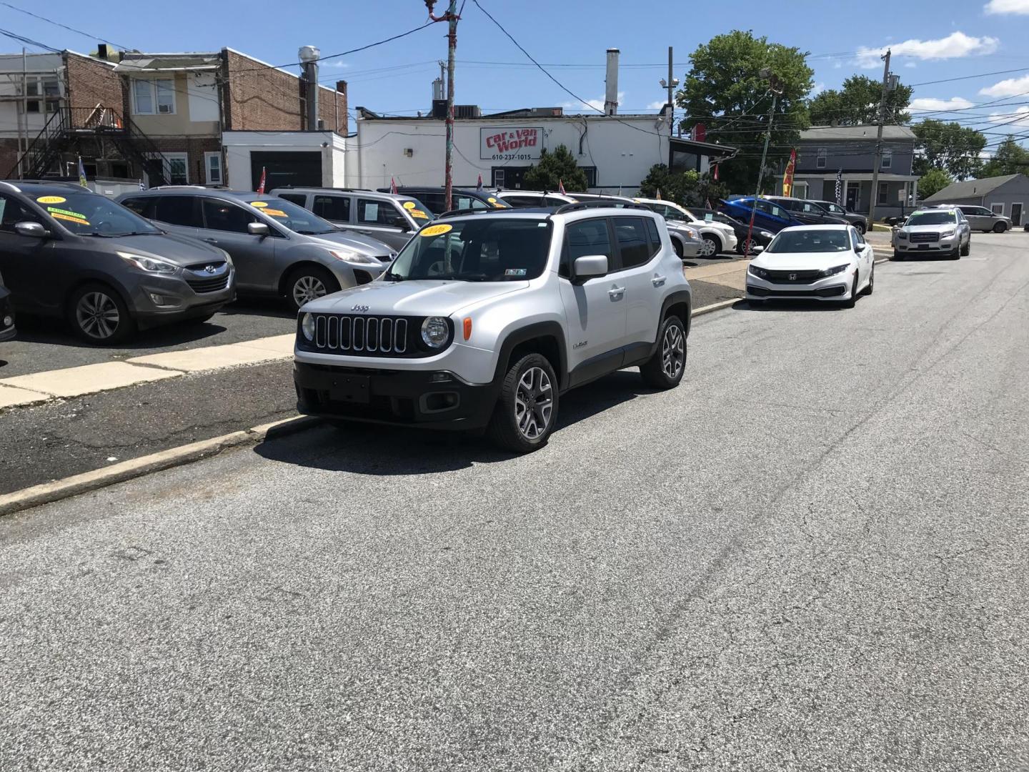 2016 Silver /Black Jeep Renegade Latitude 4WD (ZACCJBBTXGP) with an 2.4L L4 DOHC 16V engine, 6M transmission, located at 577 Chester Pike, Prospect Park, PA, 19076, (610) 237-1015, 39.886154, -75.302338 - 2016 Jeep Renegade Latitude: Only 105k miles, backup camera, great on gas, new PA inspection, SUPER CLEAN, runs LIKE NEW! This vehicle comes inspected and has been given a bumper to bumper safety check. It is very clean, reliable, and well maintained. We offer a unique pay plan that is known for - Photo#1