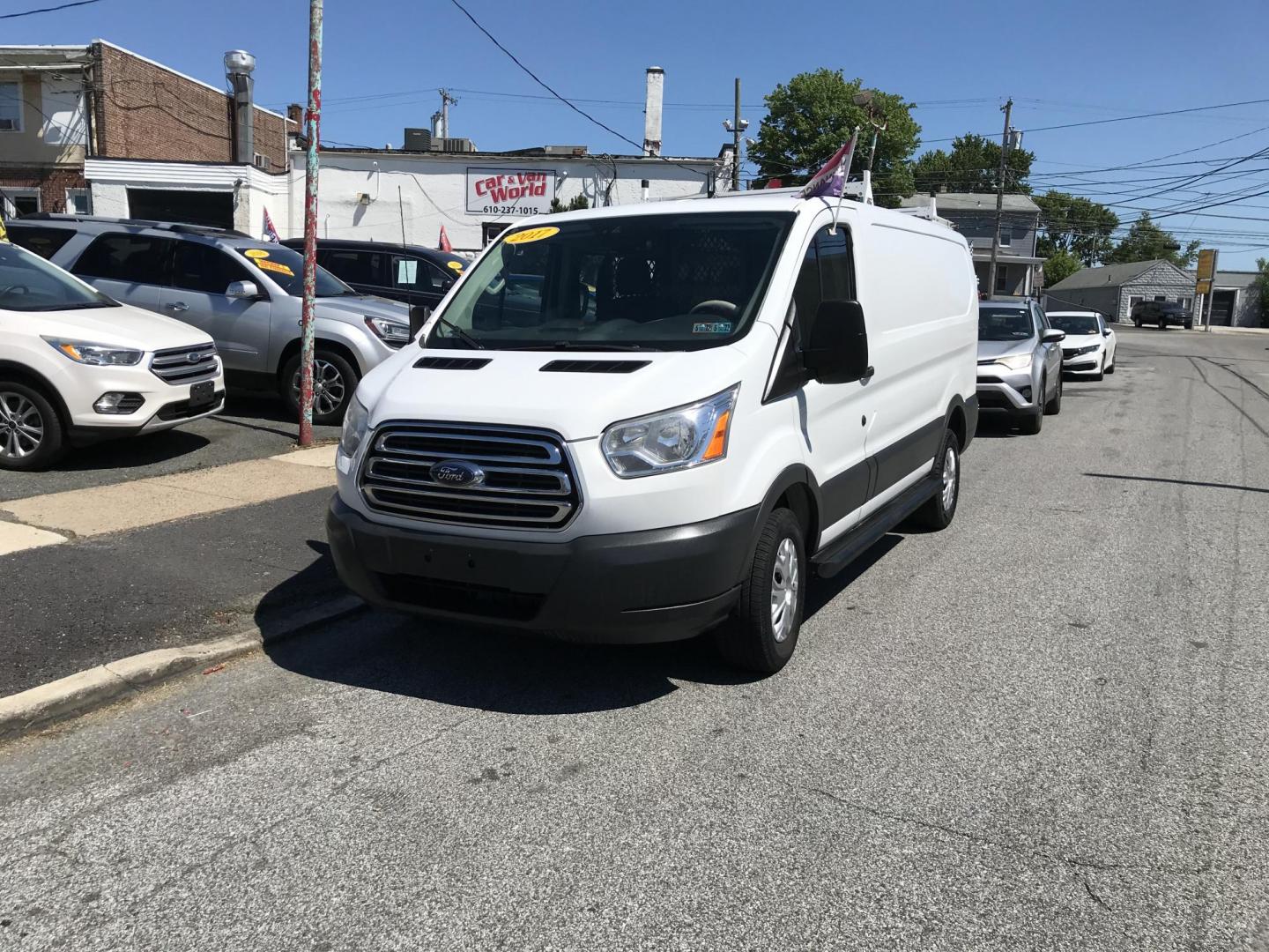 2017 White /Gray Ford Transit 250 Van Low Roof w/Sliding Pass. 130-in. WB (1FTYR1YM7HK) with an 3.7L V6 DOHC 24V engine, 6A transmission, located at 577 Chester Pike, Prospect Park, PA, 19076, (610) 237-1015, 39.886154, -75.302338 - 2017 Ford Transit 250: Ladder racks, shelving, partition, new PA inspection, FLEET MAINTAINED, runs LIKE NEW! This vehicle comes inspected and has been given a bumper to bumper safety check. It is very clean, reliable, and well maintained. We offer a unique pay plan that is known for being the ea - Photo#2