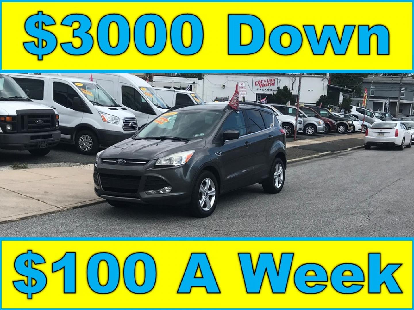 2016 Gray /Gray Ford Escape SE (1FMCU0GX3GU) with an 1.6L L4 DOHC 16V engine, 6-Speed Automatic transmission, located at 577 Chester Pike, Prospect Park, PA, 19076, (610) 237-1015, 39.886154, -75.302338 - 2016 Ford Escape SE: Only 108k miles, new PA inspection, backup camera, SUPER CLEAN, runs LIKE NEW! This vehicle comes inspected and has been given a bumper to bumper safety check. It is very clean, reliable, and well maintained. We offer a unique pay plan that is known for being the easiest and- Photo#0