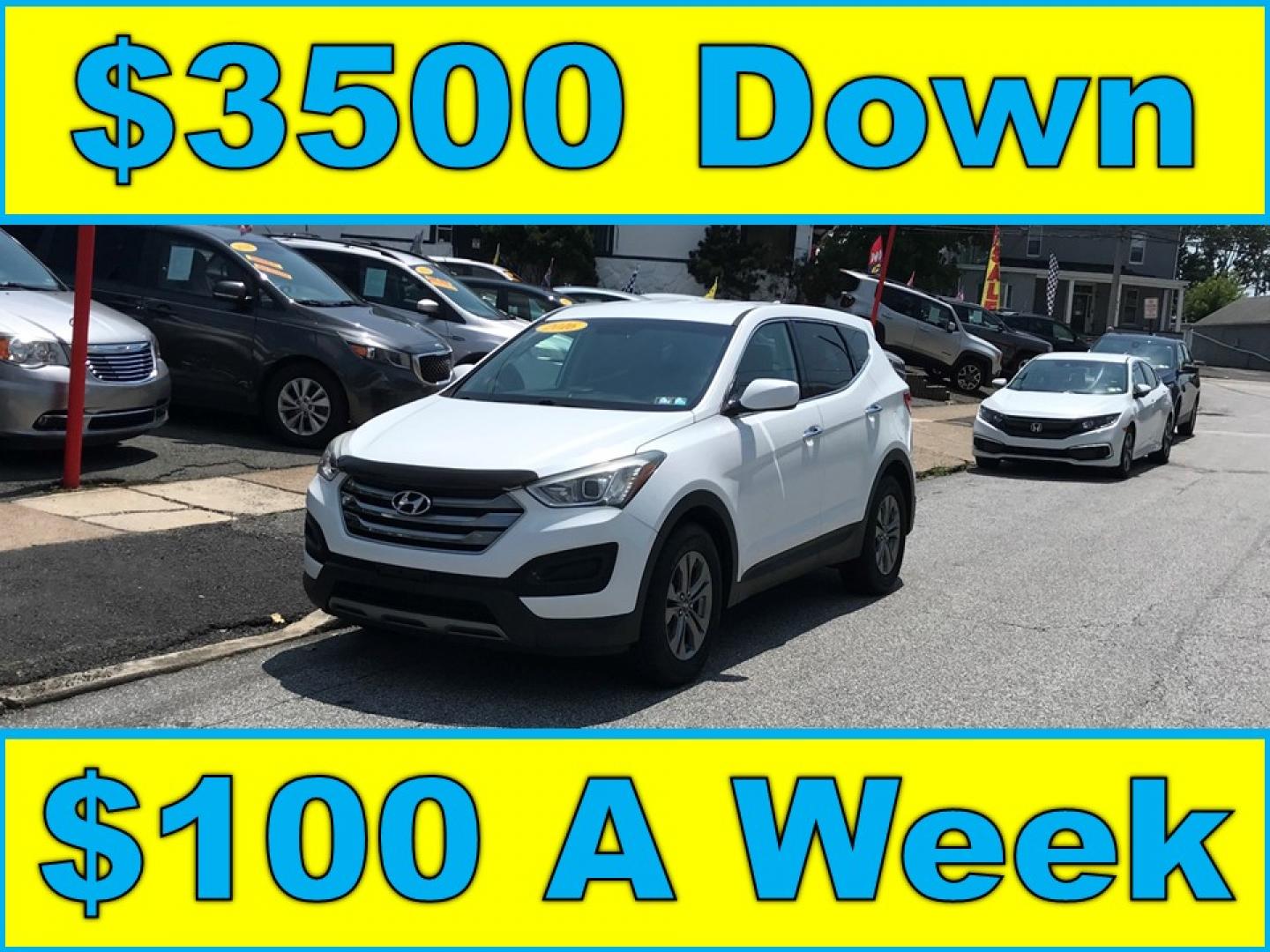 2016 White /Gray Hyundai Santa Fe Sport 2.4 AWD (5XYZTDLB6GG) with an 2.4L L4 DOHC 16V engine, 6A transmission, located at 577 Chester Pike, Prospect Park, PA, 19076, (610) 237-1015, 39.886154, -75.302338- Photo#0