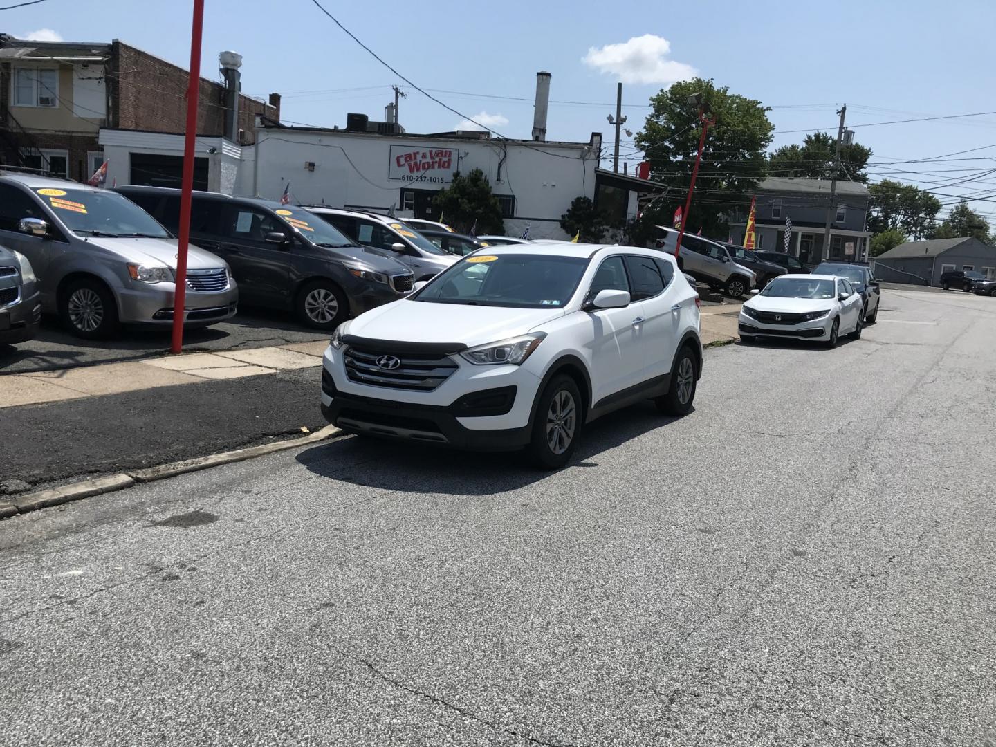 2016 White /Gray Hyundai Santa Fe Sport 2.4 AWD (5XYZTDLB6GG) with an 2.4L L4 DOHC 16V engine, 6A transmission, located at 577 Chester Pike, Prospect Park, PA, 19076, (610) 237-1015, 39.886154, -75.302338- Photo#1
