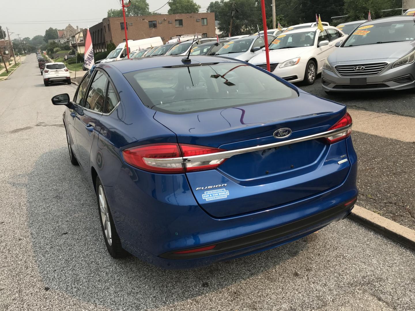 2017 Blue /Gray Ford Fusion SE (3FA6P0HD4HR) with an 1.5L L4 DOHC 16V engine, 6A transmission, located at 577 Chester Pike, Prospect Park, PA, 19076, (610) 237-1015, 39.886154, -75.302338 - 2017 Ford Fusion 124k Miles • Backup Camera. Example Financing: • $3,000 Down • $100 Weekly • $200 Bi-Weekly We finance our own vehicles. We do not obtain or review traditional consumer credit reports. Financing decisions are based on verified income, ability to repay, and our in-house- Photo#5