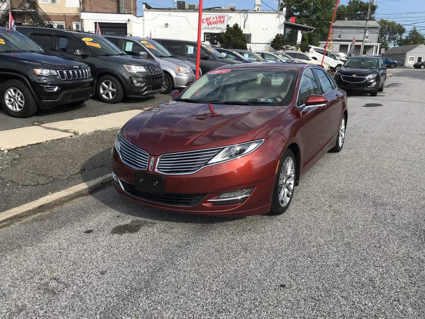 2014 Red /Beige Lincoln MKZ AWD (3LN6L2J9XER) with an 2.0L L4 DOHC 16V engine, 6-Speed Automatic transmission, located at 577 Chester Pike, Prospect Park, PA, 19076, (610) 237-1015, 39.886154, -75.302338 - 2014 Lincoln MKZ: AWD, navigation system, backup camera, sunroof, new PA inspection, SUPER CLEAN, runs LIKE NEW! This vehicle comes inspected and has been given a bumper to bumper safety check. It is very clean, reliable, and well maintained. We offer a unique pay plan that is known for being the- Photo#2