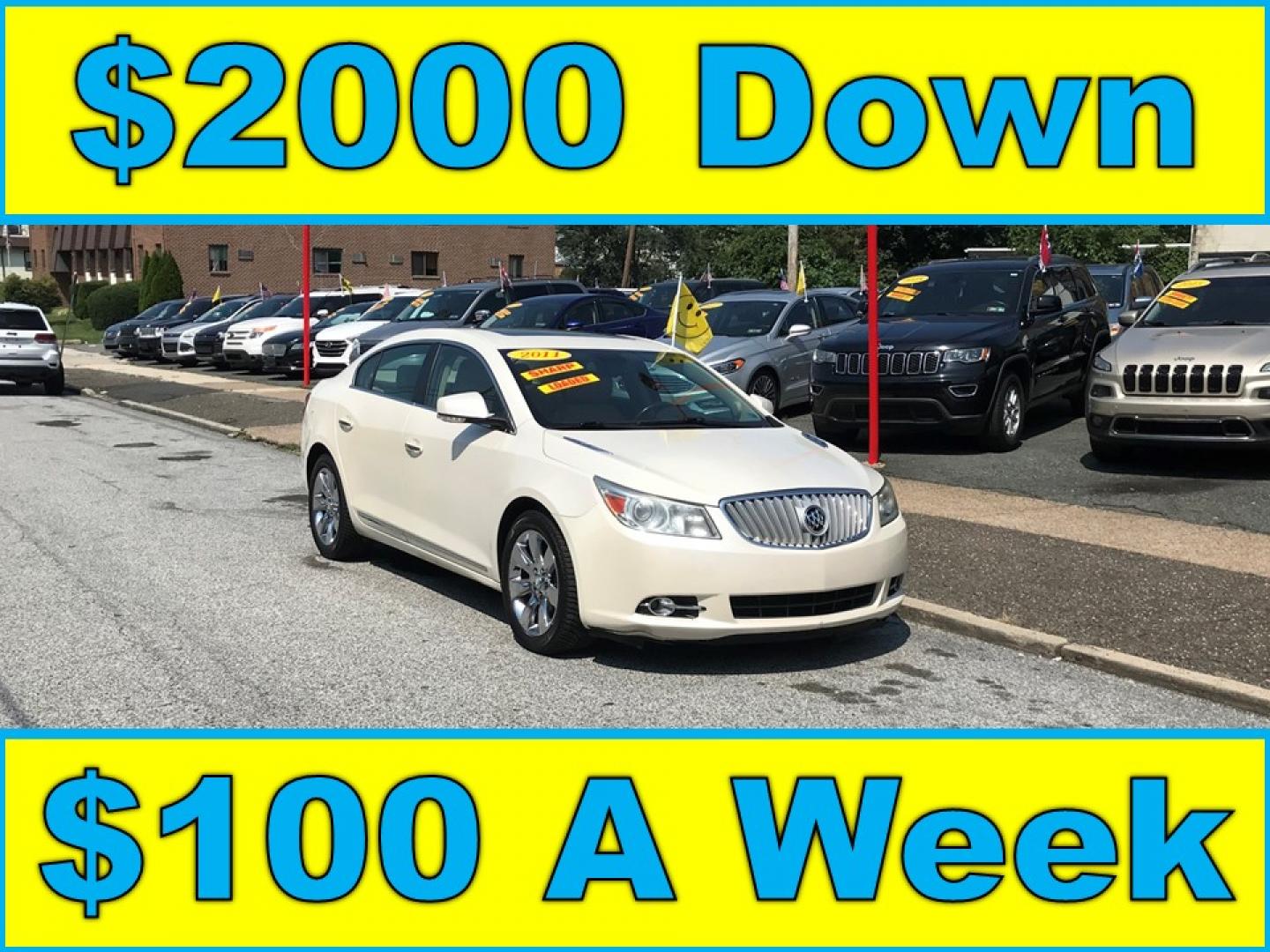 2011 White /Beige Buick LaCrosse CXL (1G4GC5ED9BF) with an 3.6L V6 DOHC 24V engine, 6A transmission, located at 577 Chester Pike, Prospect Park, PA, 19076, (610) 237-1015, 39.886154, -75.302338 - 2011 Buick Lacrosse CXL: Sunroof, new PA inspection, leather seats, SUPER CLEAN, runs LIKE NEW! This vehicle comes inspected and has been given a bumper to bumper safety check. It is very clean, reliable, and well maintained. We offer a unique pay plan that is known for being the easiest and fast- Photo#0