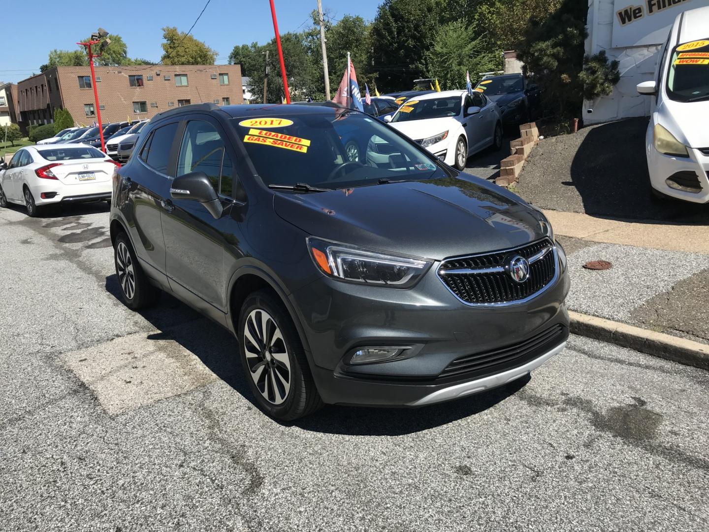 2017 Gray /Gray Buick Encore Essence AWD (KL4CJGSB2HB) with an 1.4L L4 DOHC 16V TURBO engine, 6A transmission, located at 577 Chester Pike, Prospect Park, PA, 19076, (610) 237-1015, 39.886154, -75.302338 - 2017 Buick Encore Essence: AWD, backup camera, sunroof, great on gas, new PA inspection, SUPER CLEAN, runs LIKE NEW! This vehicle comes inspected and has been given a bumper to bumper safety check. It is very clean, reliable, and well maintained. We offer a unique pay plan that is known for being- Photo#2