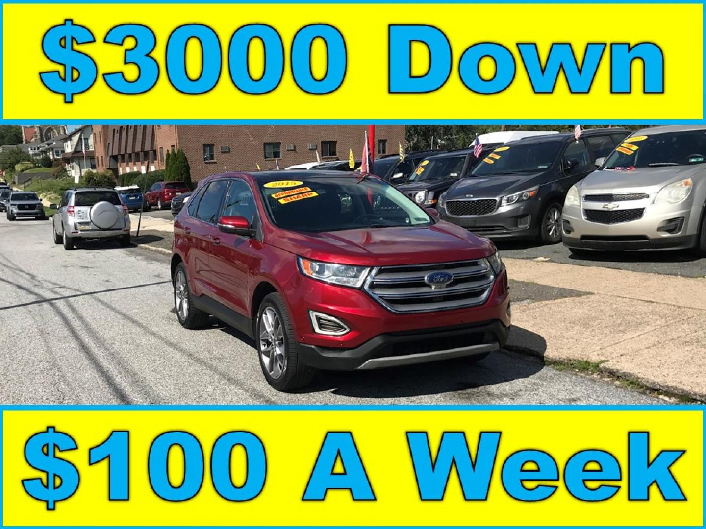2015 Red /Black Ford Edge Titanium AWD (2FMPK4K93FB) with an 2.0L L4 DOHC 16V engine, 6A transmission, located at 577 Chester Pike, Prospect Park, PA, 19076, (610) 237-1015, 39.886154, -75.302338 - 2015 Ford Edge Titanium: Panoramic sunroof, navigation system, backup camera, new PA inspection, AWD, SUPER CLEAN, runs LIKE NEW! This vehicle comes inspected and has been given a bumper to bumper safety check. It is very clean, reliable, and well maintained. We offer a unique pay plan that is kn- Photo#0