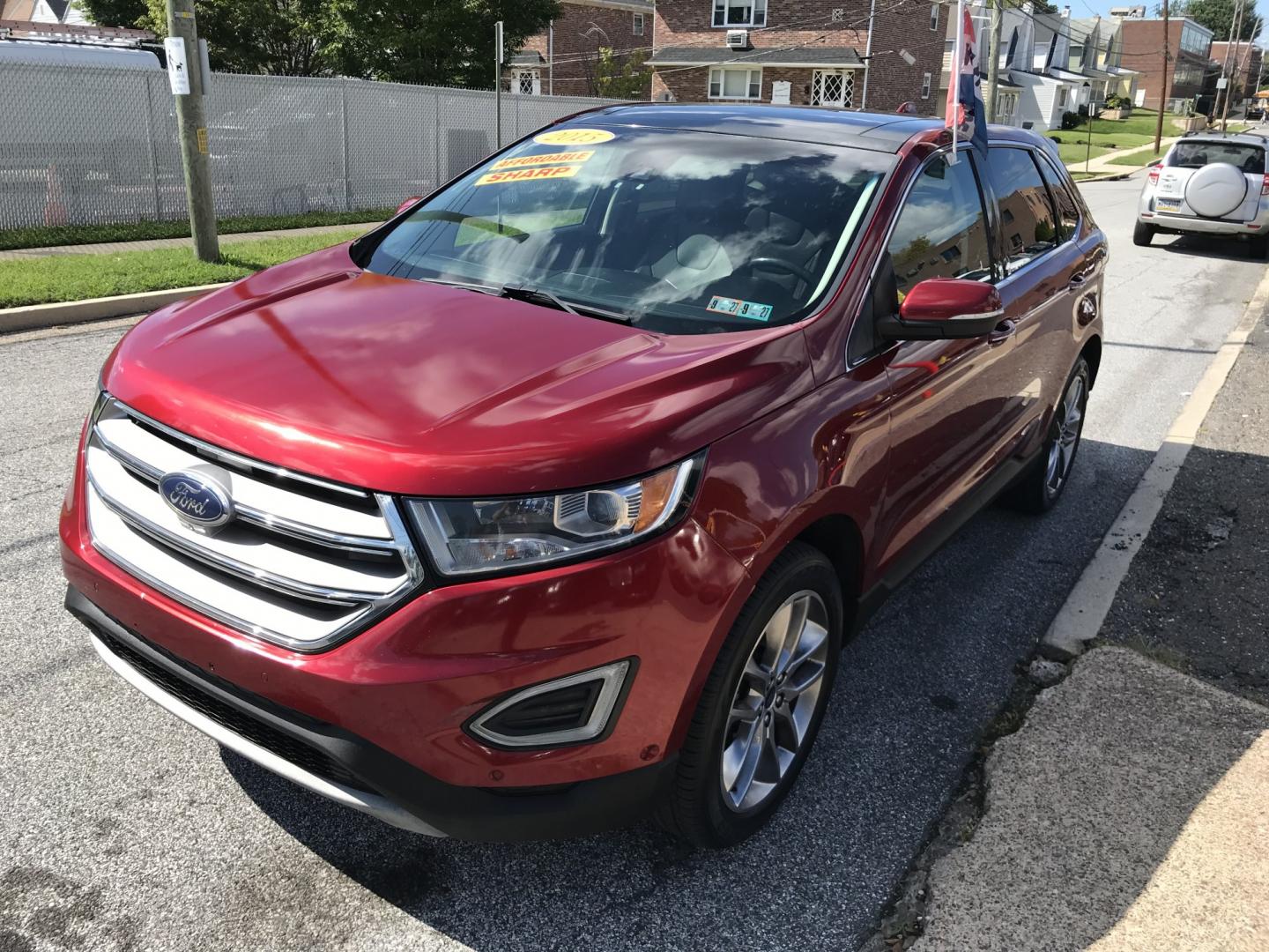 2015 Red /Black Ford Edge Titanium AWD (2FMPK4K93FB) with an 2.0L L4 DOHC 16V engine, 6A transmission, located at 577 Chester Pike, Prospect Park, PA, 19076, (610) 237-1015, 39.886154, -75.302338 - 2015 Ford Edge Titanium: Panoramic sunroof, navigation system, backup camera, new PA inspection, AWD, SUPER CLEAN, runs LIKE NEW! This vehicle comes inspected and has been given a bumper to bumper safety check. It is very clean, reliable, and well maintained. We offer a unique pay plan that is kn- Photo#3