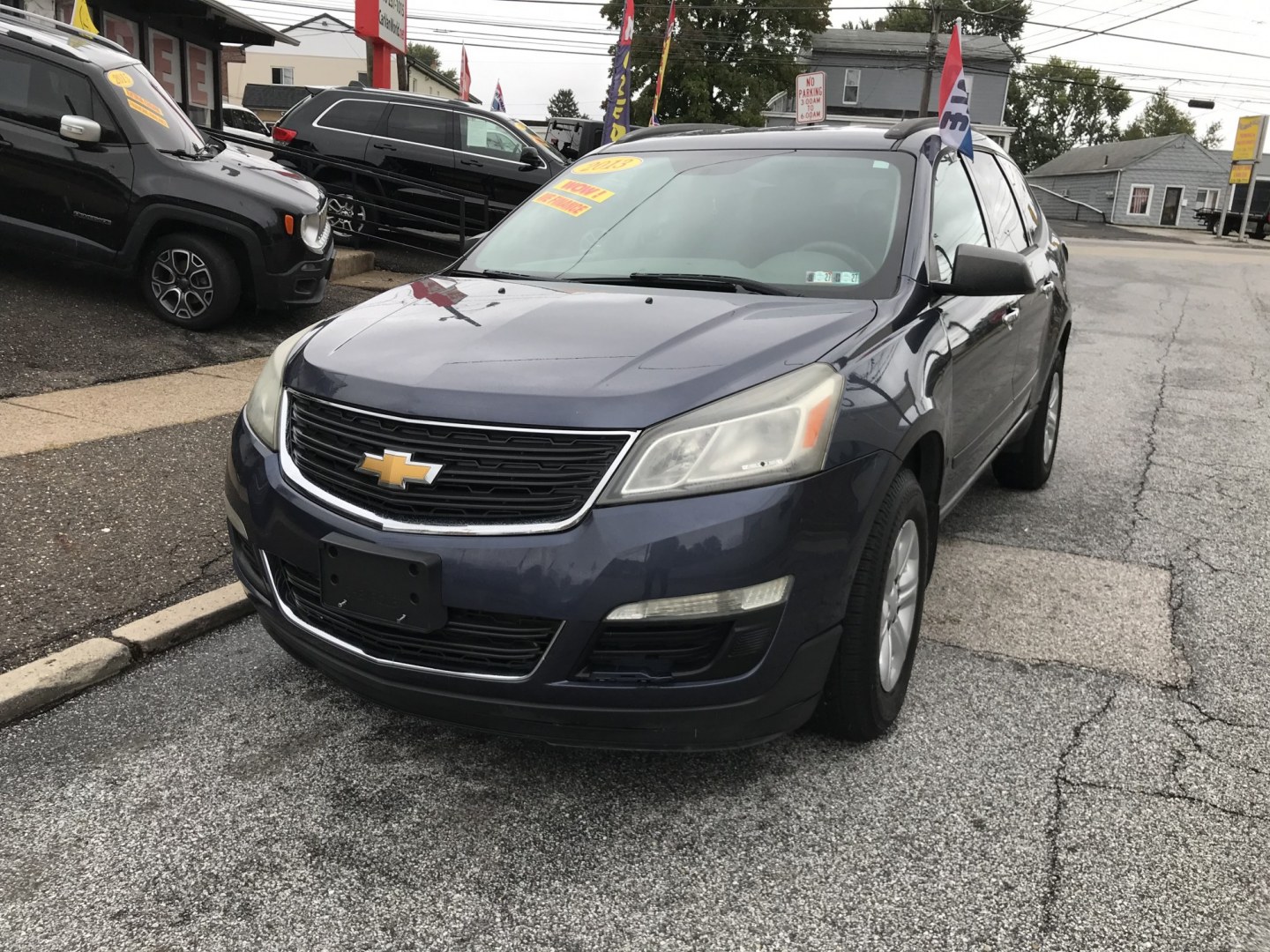2013 Blue /Gray Chevrolet Traverse LS w/PDC (1GNKRFED0DJ) with an 3.6L V6 DOHC 24V engine, 6-Speed Automatic transmission, located at 577 Chester Pike, Prospect Park, PA, 19076, (610) 237-1015, 39.886154, -75.302338 - 2013 Chevy Traverse: Only 91k miles, 3rd row seating, backup camera, new PA inspection, SUPER CLEAN, runs LIKE NEW! This vehicle comes inspected and has been given a bumper to bumper safety check. It is very clean, reliable, and well maintained. We offer a unique pay plan that is known for being- Photo#2