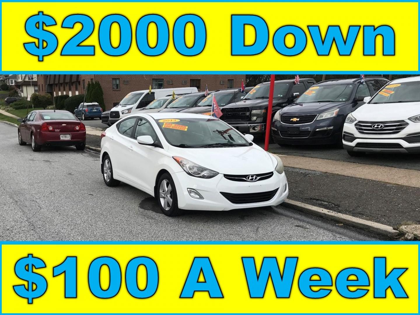 2013 White /Tan Hyundai Elantra GLS (5NPDH4AE2DH) with an 1.8L L4 DOHC 16V engine, 6-Speed Automatic transmission, located at 577 Chester Pike, Prospect Park, PA, 19076, (610) 237-1015, 39.886154, -75.302338 - 2013 Hyundai Elantra GLS: Only 90k miles, great on gas, SUPER CLEAN, runs LIKE NEW! This vehicle comes inspected and has been given a bumper to bumper safety check. It is very clean, reliable, and well maintained. We offer a unique pay plan that is known for being the easiest and fastest financin- Photo#0