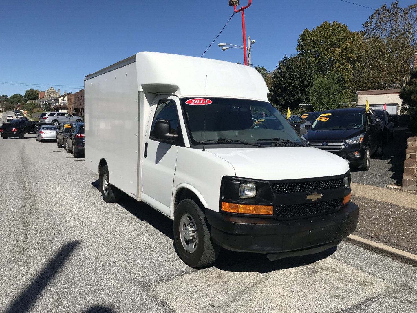 2014 White /Gray Chevrolet Express G3500 (1GB0G2CG5E1) with an 6.0L V8 OHV 16V FFV engine, 6-Speed Automatic transmission, located at 577 Chester Pike, Prospect Park, PA, 19076, (610) 237-1015, 39.886154, -75.302338 - 2014 Chevrolet Express 3500 Box Truck. Dimensions: 12 ft long, 6 1/2 ft side, 6ft 2 inch tall. New Inspection, runs EXCELLENT! This vehicle comes inspected and has been given a bumper to bumper safety check. It is very clean, reliable, and well maintained. We offer a unique pay plan that is known- Photo#2