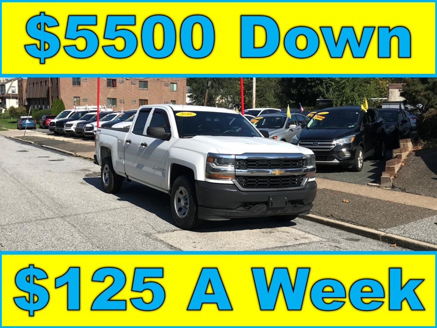 2016 White /Black Chevrolet Silverado 1500 Work Truck Double Cab 4WD (1GCVKNEH0GZ) with an 4.3L V6 OHV 12V engine, 6A transmission, located at 577 Chester Pike, Prospect Park, PA, 19076, (610) 237-1015, 39.886154, -75.302338 - 2016 Chevy Silverado 1500: 4x4, double cab, backup camera, new PA inspection, FLEET MAINTAINED! This vehicle comes inspected and has been given a bumper to bumper safety check. It is very clean, reliable, and well maintained. We offer a unique pay plan that is known for being the easiest and fast- Photo#0
