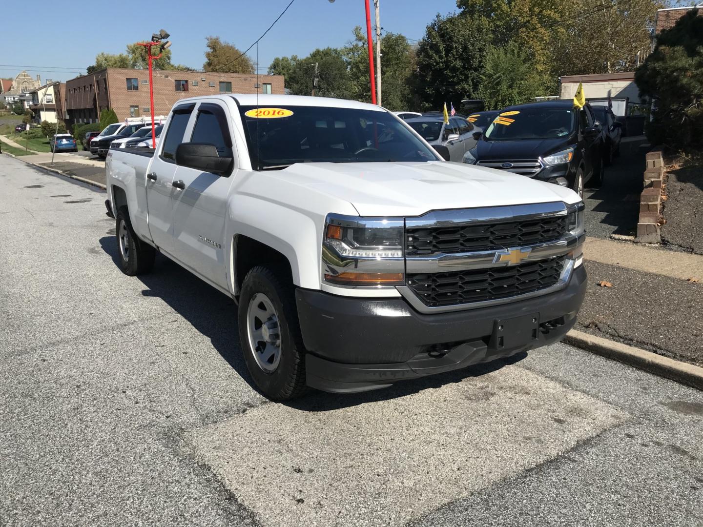 2016 White /Black Chevrolet Silverado 1500 Work Truck Double Cab 4WD (1GCVKNEH0GZ) with an 4.3L V6 OHV 12V engine, 6A transmission, located at 577 Chester Pike, Prospect Park, PA, 19076, (610) 237-1015, 39.886154, -75.302338 - 2016 Chevy Silverado 1500: 4x4, double cab, backup camera, new PA inspection, FLEET MAINTAINED! This vehicle comes inspected and has been given a bumper to bumper safety check. It is very clean, reliable, and well maintained. We offer a unique pay plan that is known for being the easiest and fast- Photo#2