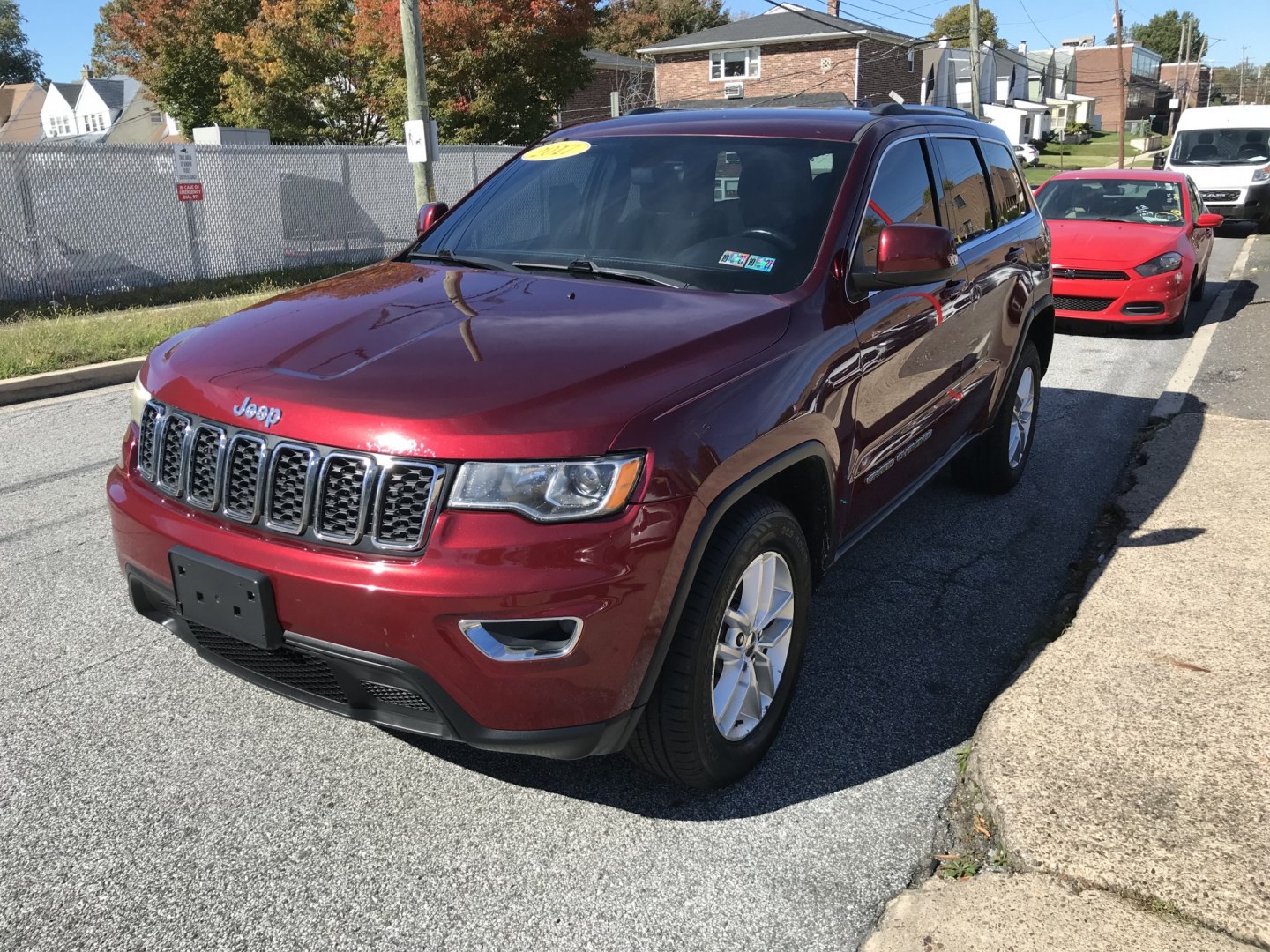 2017 Maroon /Gray Jeep Grand Cherokee Laredo 4WD (1C4RJFAG7HC) with an 3.6L V6 DOHC 24V engine, 8A transmission, located at 577 Chester Pike, Prospect Park, PA, 19076, (610) 237-1015, 39.886154, -75.302338- Photo#1