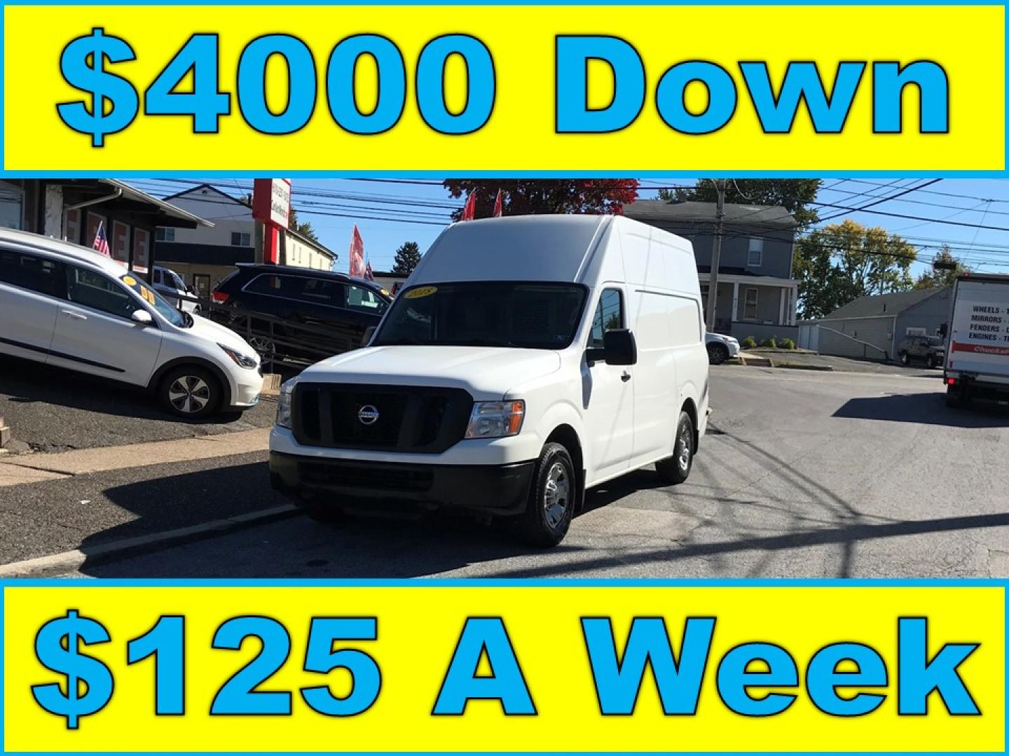 2018 White /Gray Nissan NV Cargo 2500 HD S V6 High Roof (1N6BF0LY1JN) with an 4.0L V6 engine, 5A transmission, located at 577 Chester Pike, Prospect Park, PA, 19076, (610) 237-1015, 39.886154, -75.302338- Photo#0